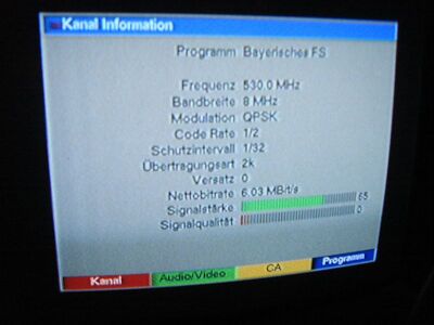 2008_02_13_HWI1_010.JPG
NDR Schleswig-Holstein, SFN SHS-Süd (Hamburg/Lübeck/Mölln), K28. Was ist da los? Wieso diese Sendeparameter?
Schlüsselwörter: TV DVB-T NDR Schleswig-Holstein Sendeparameter Parameter