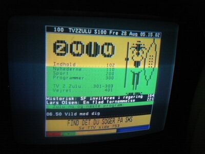 2009_08_28_HWI1_007.JPG
Teletext "TV 2 Zulu", Boxer Intro, Åbenrå 1 (Røde Kro), K64
Schlüsselwörter: TV Tropo Überreichweite DVB-T Dänemark Danmark Denmark TV2 Zulu VT Teletext Tekst TV