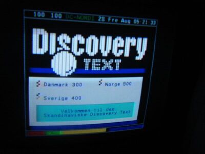 2009_08_28_HWI1_012.JPG
Teletext "Discovery Channel",  Boxer Intro, Åbenrå 1 (Røde Kro), K64
Schlüsselwörter: TV Tropo Überreichweite DVB-T Dänemark Danmark Denmark TV2 Zulu VT Teletext Tekst TV