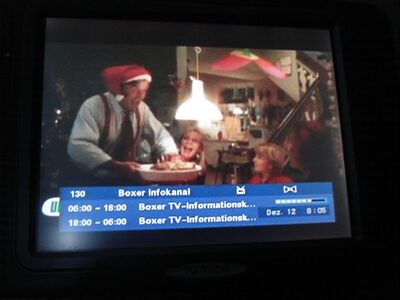 2013_12_12_HWI1_005.JPG
... Der EPG gibt keinerlei Auskunft über dieses Programm...
Schlüsselwörter: TV Tropo Überreichweite UHF DVB-T DTT digital Dänemark Danmark UHF Boxer Mux 4 Infokanal Uptown XMAS FTA