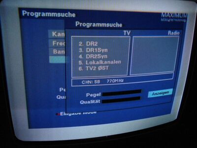 2014_06_27_HWI1_006.JPG
DIGI TV 1 Øst, SFN Nakskov/Vordingborg/Jyderup, K58 (Suchlauf)
Schlüsselwörter: TV DX Tropo Überreichweite DVB-T DTT digital UHF Dänemark Danmark TV2 DIGI TV1 Nakskov Vordingborg Jyderup K58