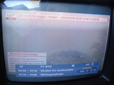 2014_09_03_HWI1_008.JPG
"TV Syd" (TV2-Regional-Px für Sønderjylland), DIGI TV 1 Syd, SFN åbenrå/Flensburg, K37
Schlüsselwörter: TV DX Tropo Überreichweite DVB-T DTT digital UHF Dänemark Danmark DIGI TV1 TVSyd TV2 Syd Åbenrå K37