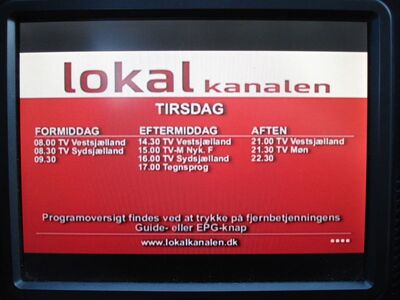 2015_09_09_HWI1_003.JPG
Lokalkanalen  mit Vorschau (Sendesamvirke), DIGI TV 1 Øst, SFN Nakskov/Vordingborg/Jyderup, K58 (1)
Schlüsselwörter: TV DX Tropo Überreichweite DVB-T DTT digital UHF Dänemark Danmark Lokalkanalen Sendesamvirke DIGI Nakskov Vordingborg K58