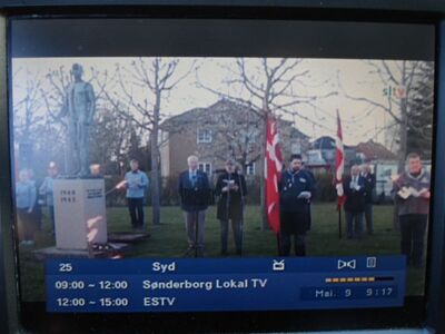 2016_05_09_HWI1_022.JPG
"Sønderborg Lokal TV" auf "Kanal Syd" (Sendesamvirke), DIGI TV 1 Syd, SFN Åbenrå/Flensburg, K37
Schlüsselwörter: TV Tropo Überreichweite UHF DVB-T DTT digital Dänemark Danmark DIGI TV1 Syd Sendesamvirke Sønderborg Lokal K37