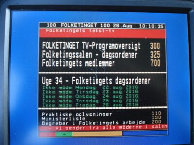 2016_08_26_HWI1_006.JPG
... und wenn schon diese fehlerhafte Speicherung erfolgte, gibt's nicht nur den Ton, sondern auch noch den VT dazu - aber kein Fernsehbild.
Schlüsselwörter: TV Tropo Überreichweite UHF DVB-T DTT digital Dänemark Danmark Folketinget DIGI TV2 MPEG-4 fehlerhafte Speicherung Digipal1