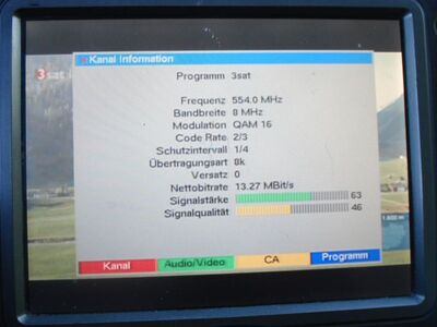 2018_05_07_HWI1_007.JPG
ZDF.mobil (DVB-T alt), SFN SHS-Westküste, K31 (Parameter). Dieses Boquet erkennt selbst der alte Digipal1
Schlüsselwörter: TV Tropo Überreichweite UHF DVB-T DTT digital ZDF.mobil SHS Westküste K31