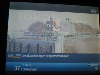 2018_11_12_HWI1_002.JPG
Sendesamvirket Lokalkanalen, DIGI TV 1 Øst, SFN Nakskov/Vordingborg/Jyderup, K58. Während der programmfreien Zeit zeigt der "Lokalkanalen" die Aufzeichnung einer Geschwindigkeitskontrolle.
Schlüsselwörter: TV Tropo Überreichweite UHF DVB-T DTT digital Dänemark Danmark MPEG-4 DIGI DIGI1 Øst Sendesamvirket Lokalkanalen Nakskov Vordingborg Jyderup K58