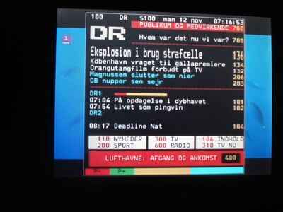 2018_11_12_HWI1_006.JPG
Videotext DR1, DIGI TV 1 Fyn, SFN Svendborg/Tommerup, K25. DR plant aus Kostengründen die Einstellung des Videotextes.
Schlüsselwörter: TV Tropo Überreichweite UHF DVB-T DTT digital Dänemark Danmark MPEG-4 DIGI DIGI1 Fyn Svendborg Tommerup K25 DR1 teletext Videotext Tekst-TV