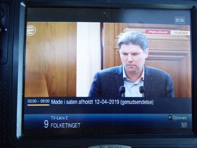 2019_04_16_HWI1_005.JPG
Folketinget (DR-Parlamentskanal), DIGI TV 2, SFN Nakskov/Vordingborg, K34
Schlüsselwörter: TV Tropo Überreichweite UHF DVB-T DTT digital Dänemark Danmark MPEG-4 DIGI DIGI2 Folketing FTA K34