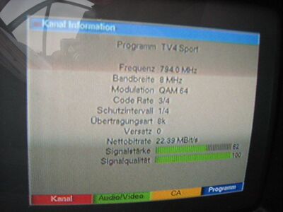 2008_05_15_PCH1_010.JPG
TV 4 Sport, neu im DTT Nät 5, Hörby, K61. Leider verschlüsselt :-(
Schlüsselwörter: TV Tropo Überreichweite DVB-T Schweden Sverige Skåne TV 4 Sport