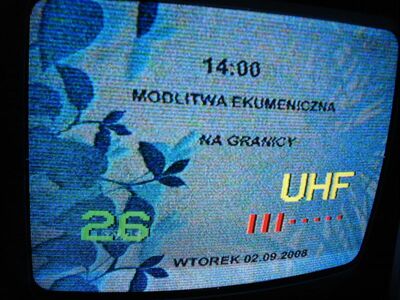 2008_09_02_PCH1_001.JPG
TVP 1, Jemiolów, K32 (Interferenz: tvn, Bialogard (Slawoborze)
Schlüsselwörter: TV Tropo Überreichweite analog analogue Polen Polska TVP1