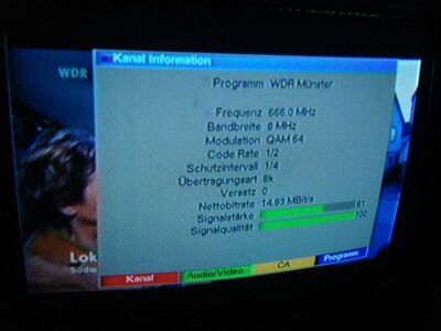 2008_10_11_PCH1_013.JPG
WDR Münster, SFN Münster, K45 (Erstempfang)
Schlüsselwörter: TV Tropo Überreichweite DVB-T WDR Münster