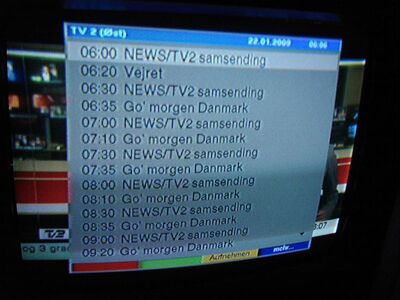 2009_01_22_PCH1_004.JPG
TV2, DIGI TV Sydsjælland, SFN Sydsjælland, K66 mit Einblendung des SFI
Schlüsselwörter: TV Tropo Überreichweite DVB-T TV2 Dänemark Danmark SFI EPG