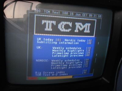 2009_06_15_PCH1_008.JPG
Teletext von TCM, DTT Nät 5, Hörby, K61
Schlüsselwörter: TV Tropo Überreichweite DVB-T Schweden Sweden Sverige TCM VT Videotext Teletext DTT Nät 5