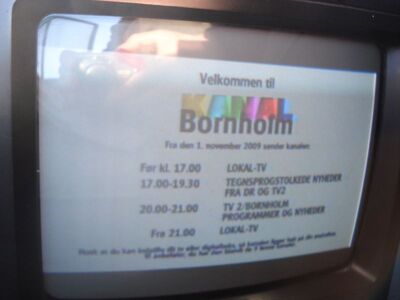 2011_08_02_PCH1_005.JPG
Kanal Bornholm, DIGI TV 1 Bornholm, SFN Bornholm, K59 mit nächtlichen Infotafeln (hier Wechseltafel 1)
Schlüsselwörter: TV Tropo Überreichweite digital DVB-T Dänemark Danmark DIGI 1 Kanal Bornholm K59