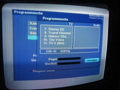 2011_12_01_PCH1_005.JPG
Seit 01.12.2011 neu im Boxer Mux 3: TV 2, dort verschlüsselt. Dadurch ist dieses Bouquet jetzt regionalisiert. TV 2 sendet noch parallel im Mux 1 (dort FTA und in MPEG-2) bis 11.02.2012
Schlüsselwörter: TV Tropo Überreichweite DVB-T DTT digital Boxer Danmark 3 TV2 verschlüsselt encrypted Regionalisierung