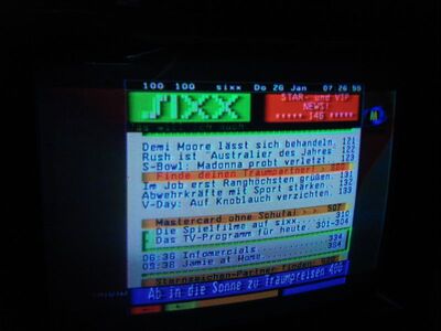 2012_01_26_PCH1_008.JPG
Teletext von sixx, MABB Mux 2, SFN Berlin, K56
Schlüsselwörter: TV DVB-T Berlin MABB Mux 2 K56 Berlin sixx Teletext Videotext Tekst