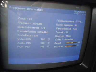 2012_08_20_PCH1_008.JPG
Sendeparameter TP-Emitel Mux 1, Szczecin 1 (Kolowo), K41
Schlüsselwörter: TV Tropo Überreichweite digital DVB-T DTT Polen Polska TP Emitel Mux-1 Szczecin K41 Parameter Sendeparameter