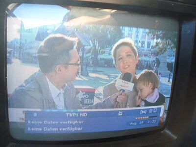 2012_08_28_PCH1_005.JPG
TVP 1 HD, TP Emitel Mux-1, Szczecin 1 (Kolowo), K41
Schlüsselwörter: TV Tropo Überreichweite digital DVB-T DTT Polen Polska TVP TVP1 Emitel Mux-1 Szczecin K41