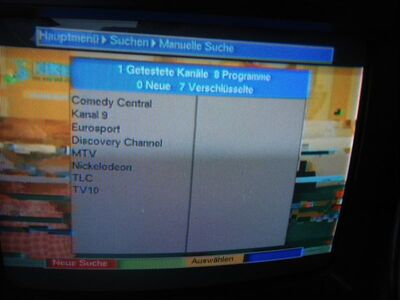 2013_07_29_PCH1_001.JPG
Bereits nach 1 Woche wieder da:
DTT Nät 4, SFN Blekinge Län, K55
Schlüsselwörter: TV DX Tropo Überreichweite DVB-T DTT digital terrestrisch Schweden Sverige DTT Nät4 Blekinge UHF K55