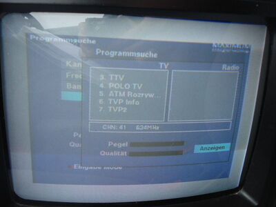 2013_10_07_PCH1_007.JPG
TP Emitel Mux-1, Szczecin, K41:
Hier bleibt TVP Info auf Sendung, allerdings ohne Regionalisierung. Und beim automatischen Einlesen landet TVP Info jetzt auf Nr. 20
Schlüsselwörter: TV DX Tropo Überreichweite DVB-T DTT digital terrestrisch Polen Polska Emitel Mux-1 TVP Info K41