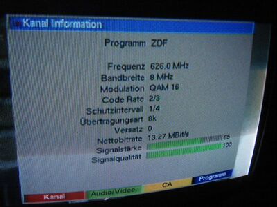 2014_03_14_PCH1_005.JPG
ZDF-Bouquet, Garz auf Rügen, K40. Drängte um 03.00 Uhr das RTL-Bouquet aus Hamburg komplett weg
Schlüsselwörter: TV DX Tropo Überreichweite DVB-T DTT ZDF Garz Rügen K40