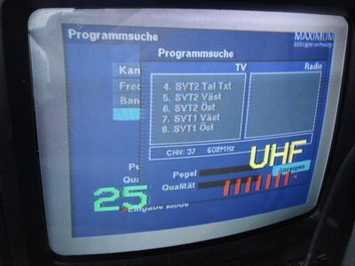 2015_02_11_PCH1_009.JPG
DTT Nät 1 Väst/Öst, Vislanda 1 (Nydala), K37 (Suchlauf)
Schlüsselwörter: TV DX Tropo Überreichweite DVB-T DTT digital UHF Schweden Sverige Nät1 Väst Öst Vislanda K37 Suchlauf Maximum T-1300