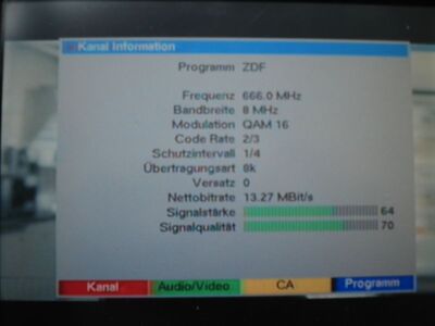 2015_10_30_PCH1_003.JPG
ZDF, ZDF.mobil, Angelburg, K45. Erstempfang an diesem QTH
Schlüsselwörter: TV DX Tropo Überreichweite DVB-T DTT digital UHF ZDF ZDFmobil Angelburg Hessen Hassia K45