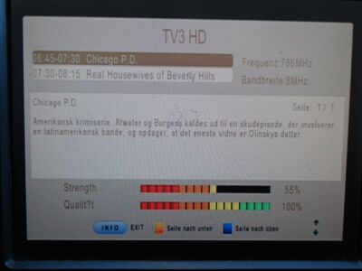 2016_03_17_PCH1_006.JPG
EPG des TV 3 HD, Boxer Danmark Mux 6, SFN Nakskov/Vordingborg/Jyderup, K60
Schlüsselwörter: TV DX Tropo Überreichweite DVB-T DTT digital UHF Dänemark Danmark DVB-T2 Boxer EPG TV3 HD Mux6 Nakskov Vordingborg K60 TS6800