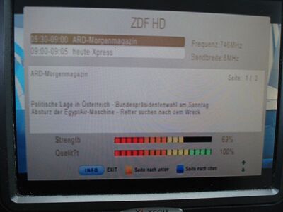 2016_05_20_PCH1_002.JPG
EPG des ZDF HD, DVB-T2 Pilot-Multiplex, SFN Schwerin/Rostock, K55
Schlüsselwörter: TV DX DVB-T2 Tropo Überreichweite Pilot Multiplex Pilotmux Schwerin Rostock HEVC TS6800 K55 ZDF EPG