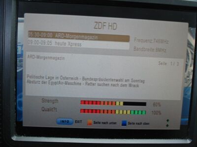 2016_05_20_PCH1_003.JPG
DVB-T2 Pilot-Multiplex, SFN Schwerin/Rostock, K55. Ausrichtung der Antenne auf Rostock mit vertikaler Polarisation
Schlüsselwörter: TV DX DVB-T2 Tropo Überreichweite Pilot Multiplex Pilotmux Schwerin Rostock HEVC TS6800 K55 ZDF EPG