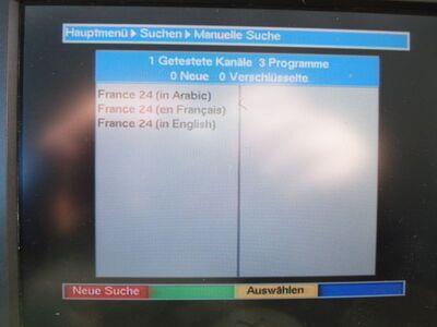 2016_06_07_PCH1_002.JPG
... während der Digipal1 nur die 3 in MPEG-2 ausgestrahlten "France24"-Versionen findet
Schlüsselwörter: TV DX Tropo Überreichweite DVB-T DTT digital UHF Dänemark Danmark Mux KBH1 HbbTV Lynetten Borrups Allé København K35 Suchlauf Digipal1