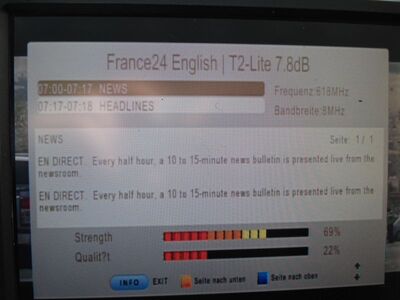 2016_06_07_PCH1_007.JPG
Sendeparameter für "France 24 in English" in T2-Lite, Mux KBH2, SFN KBH-City (Lynetten, Borrups Allé), K39
Schlüsselwörter: TV DX Tropo Überreichweite DVB-T2 DTT digital UHF Dänemark Danmark Mux KBH2 France24 DVB-T2-Lite Lynetten Borrups Allé København K39 Parameter