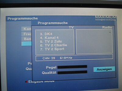 2016_06_07_PCH1_024.JPG
So schnell wechseln die condx: Jetzt ist auf K39 Boxer Danmark Mux 4, SFN Bornholm, zu finden.
Schlüsselwörter: TV DX Tropo Überreichweite DVB-T DTT digital UHF Dänemark Danmark Boxer Mux4 Bornholm K39 Suchlauf