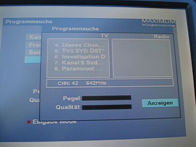 2016_06_08_PCH1_009.JPG
DTT Nät 3 Sydöst, SFN Blekinge Län, K42 (Suchlauf)
Schlüsselwörter: TV DX Tropo Überreichweite DVB-T DTT digital UHF Schweden Sverige DTT Nät3 Sydöst Blekinge K42 Suchlauf