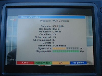 2016_06_08_PCH1_016.JPG
Sendeparameter für WDR Dortmund, WDR-Bouquet Dortmund, SFN Dortmund/Langenberg, K25v
Schlüsselwörter: TV DX Tropo Überreichweite DVB-T DTT digital UHF WDR Dortmund Langenberg K25 Parameter