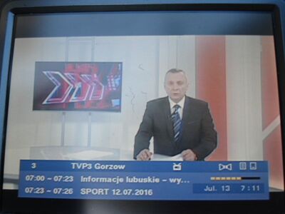 2016_07_13_PCH1_002.JPG
TVP 3 Gorzów, SFN Gorzów/Jemiólow/Zagan, K32
Schlüsselwörter: TV DX Tropo Überreichweite DVB-T DTT digital UHF Polen Polska TVP3 Gorzów TP Emitel Mux3 Jemiolow Zagan K32