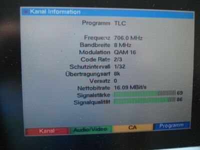 2016_07_25_PCH1_014.JPG
Sendeparameter TLC, DTT Nät 8 Borås, SFN Borås, K50. Ein weiterer Spezialmux für Borås mit eigenen Parametern
Schlüsselwörter: TV DX Tropo Überreichweite DVB-T DTT digital UHF Schweden Sverige Nät8 Borås Spezialmux K50 FTA Parameter Erstempfang