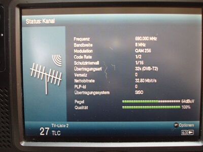 2016_08_31_PCH1_002.JPG
Sendeparameter Boxer Danmark Mux 5, SFN Naskskov/Vordingborg/Jyderup, K48
Schlüsselwörter: TV DX Tropo Überreichweite DVB-T2 DTT digital UHF Dänemark Danmark Boxer Mux5 Nakskov Vordingborg Jyderup MPEG-4 Parameter Digipal T2 HD