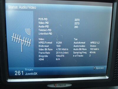 2017_06_03_PCH1_019.JPG
Der Digipal T2 HD gibt die Antwort: Juwelo SK hat im Berliner K47 zum Videocodec MPEG-4 gewechselt - in der detaillierten Parameterübersicht wird es angezeigt
Schlüsselwörter: TV DX Tropo Überreichweite DVB-T DTT digital terrestrisch MPEG4 Berlin JuweloSK MPEG4 Video Codec Parameter K47