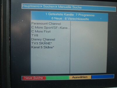 2017_07_10_PCH1_004.JPG
DTT Nät 3 Skåne, SFN Skåne Län, K41. Der alte Digipal1 findet nur 7 der 8 Programme
Schlüsselwörter: TV DX Tropo Überreichweite DVB-T DTT digital terrestrisch MPEG2 Schweden Sverige Nät3 Skåne Län K41 Suchlauf verschlüsselt encrypted