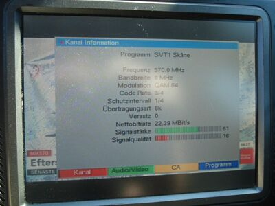 2018_05_29_PCH1_008.JPG
Und der alte Digipal1 kann die SVT-Programme nicht nur finden, sondern auch darstellen.
Schlüsselwörter: TV DX Tropo Überreichweite DVB-T DTT digital terrestrisch Schweden Sverige Teracom Nät1 SVT SVT1 Skåne Län K33 FTA