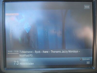 2018_06_09_PCH1_025.JPG
"TV Marineret" auf "Kanal Hovedstaden", DIGI TV 1 København, SFN Storkøbenhavn, K53
Schlüsselwörter: TV DX Tropo Überreichweite DVB-T DTT digital terrestrisch Dänemark Danmark Marineret Sendesamvirket Kanal Hovedstaden DIGI1 Mux1 København Storkøbenhavn K53
