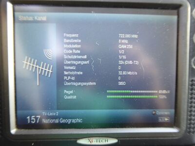 2019_08_28_PCH1_004.JPG
Sendeparameter für "National Geographic", Boxer Danmark Mux 5, SFN Videbæk + TVU, K52 (verschlüsselt)
Schlüsselwörter: TV Tropo Überreichweite DTT DVB-T2 Dänemark Danmark Boxer Mux5 Videbæk K52 verschlüsselt encrypted Suchlauf