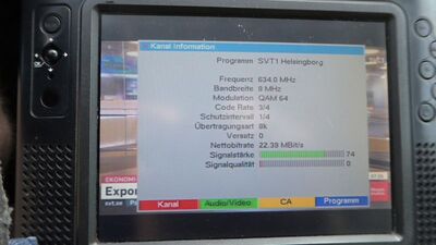 2020_06_03_PCH1_003.JPG
Teracom Nät 3, SFN Vislanda (2 Tx), K39. Auch die Grundparameter werden vom Digipal 1 noch problemlos erkannt
Schlüsselwörter: TV Tropo Überreichweite DTT DVB-T MPEG2 Schweden Sverige Vislanda Teracom Nät3 K39 Parameter