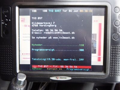 2020_06_04_PCH1_121.JPG
VT des TV2/Øst, DIGI TV Øst, SFN Nakskov/Vordingborg/Jyderup, K34
Schlüsselwörter: TV Tropo Überreichweite DTT DVB-T2 MPEG4 Dänemark Danmark DIGI Øst neu TV2 Teletext Videotext Tekst-TV Sjælland FTA K34