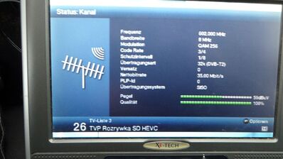 2021_10_19_PCH1_011.JPG
Sendeparameter (Grundparameter) für TVP DVB-T2 Test Mux-5, SFN Szczecin/Lobez/Bialogard, K37
Schlüsselwörter: TV DX Tropo Überreichweite digital DVB-T2 HEVC Polen Polska TVP Test Mux5 Szczecin Lobez Bialogard K37 FTA