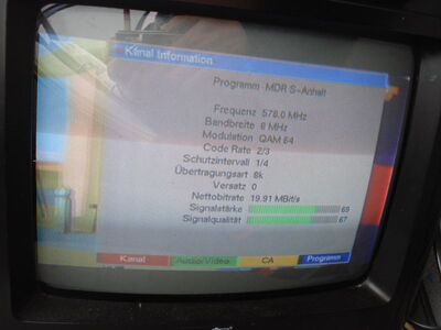 2014_06_28_PCH2_001.JPG
MDR Sachsen-Anhalt, SFN Dequede/Brocken/Magdeburg, K34. Das zu große SFN stört sich hier selbst
Schlüsselwörter: TV DX Tropo Überreichweite DVB-T DTT digital UHF zu großes SFN MDR