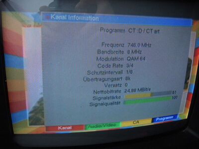 2015_02_12_PCH2_003.JPG
Zum allerersten Male DVB-T aus der Tschechischen Republik!
DVB-T sit' 3, SFN Usti n.L./Liberec, K55, hier mit "CT :D" (Kinderkanal des "Ceska Televize")
Schlüsselwörter: TV DX Tropo Überreichweite DVB-T DTT digital UHF Tschechien Ceska Republika CT CT-D Ustí nad Labem Liberec K55