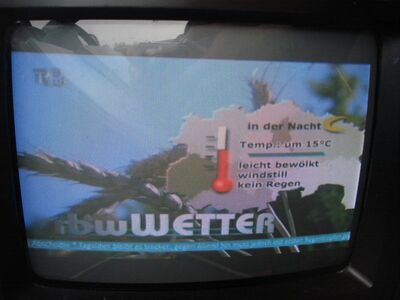 2015_06_26_PCH2_009.JPG
rbW (Regional-TV Bitterfeld-Wolfen), Regionalbouquet Dessau-Bitterfeld-Wolfen, Dessau, K54
Schlüsselwörter: TV DX Tropo Überreichweite DVB-T DTT digital UHF Sachsen-Anhalt rbW Lokalfernsehen Wolfen Bitterfeld Dessau K54